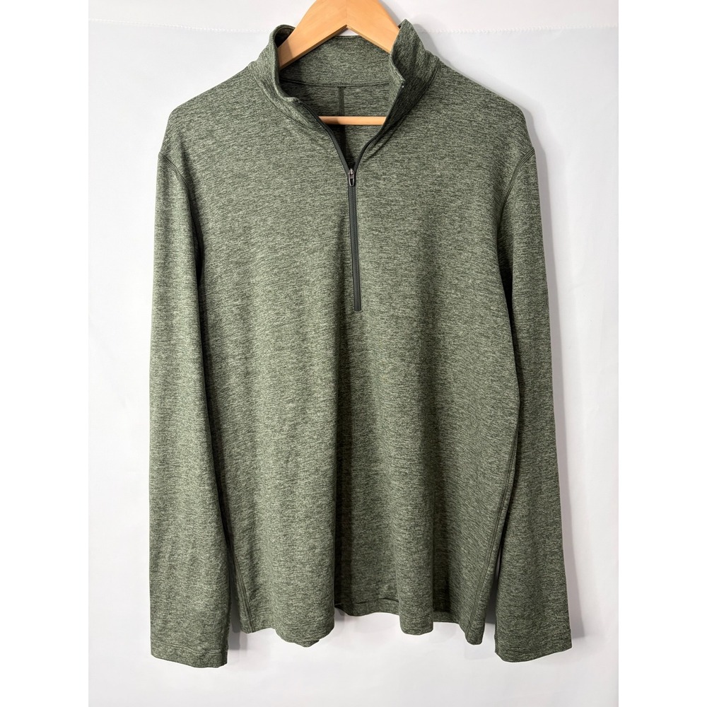 Lululemon Mens Metal Vent Tech 1/4 Zip Pullover Sz L Heathered Olive Green Gym